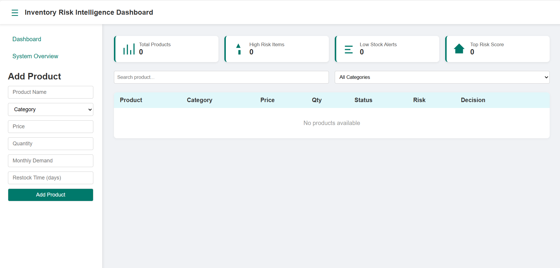 Inventory Project Screenshot